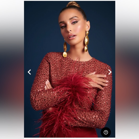 NEW SEASON Lavish Alice isabel beaded and sequin tailored jumpsuit in burgundy - Picture 5 of 8